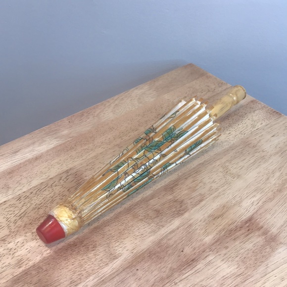 Vintage Handmade Japanese Wooden Decor Umbrella - Picture 8 of 9